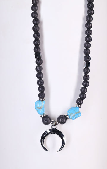 Beaded Half Moon Necklace