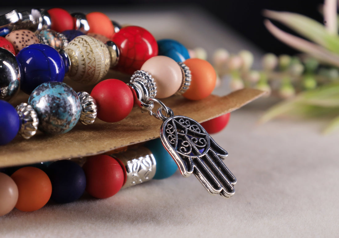 Boho Hamsa Hand Bracelet Set