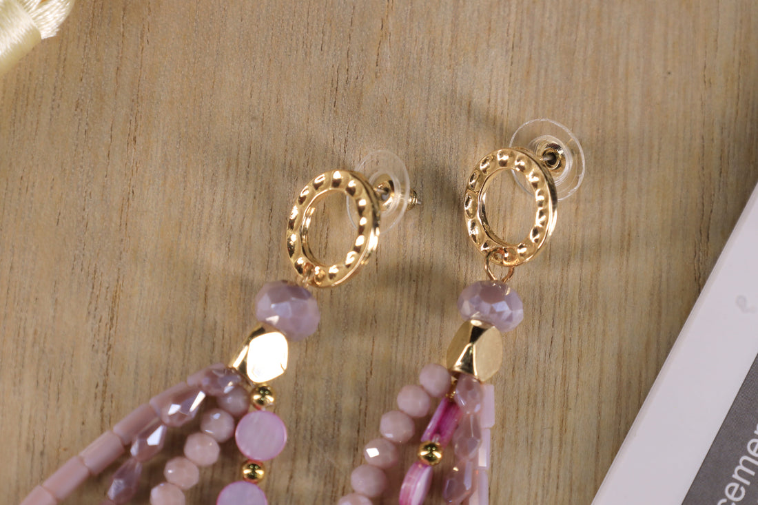 Pink Dream Tassel Drop Earrings