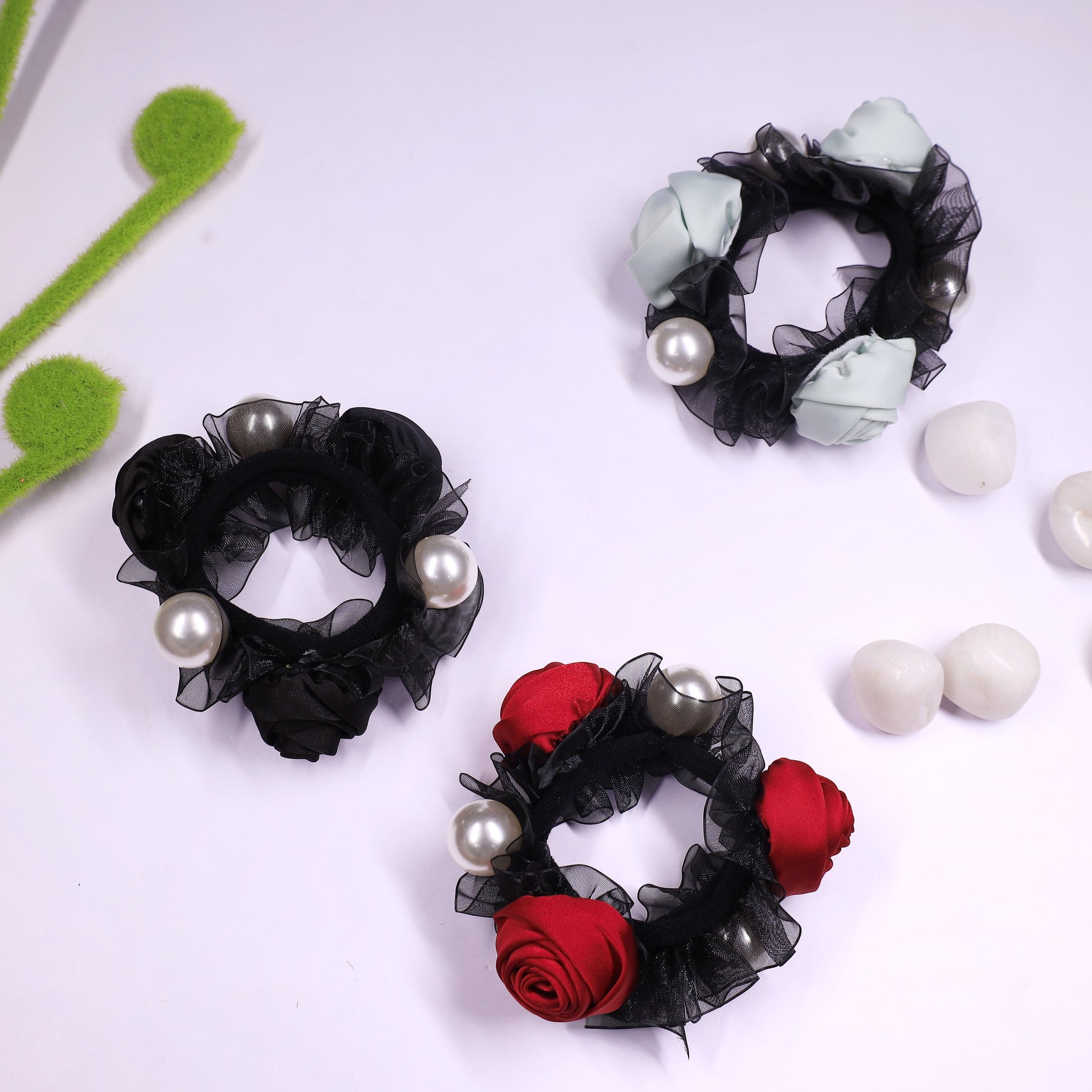 Blissful Pearl Floral Scrunchies