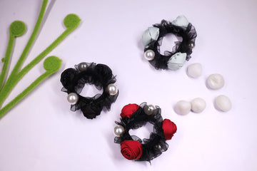 Blissful Pearl Floral Scrunchies