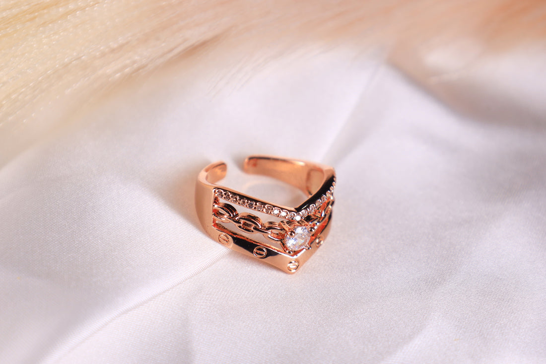 Rings - Tri Rose Gold Diamond Ring