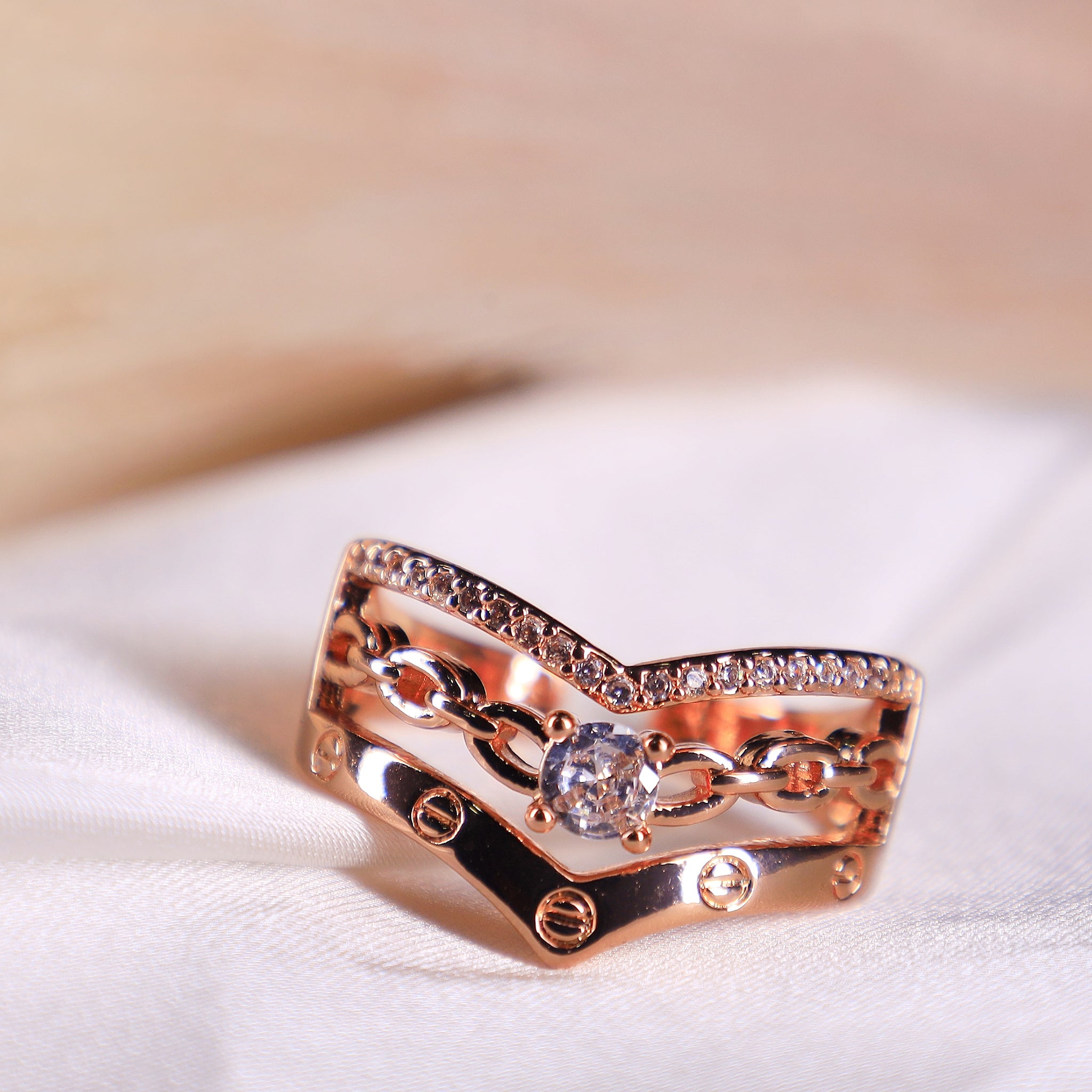 Rings - Tri Rose Gold Diamond Ring