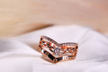 Rings - Tri Rose Gold Diamond Ring