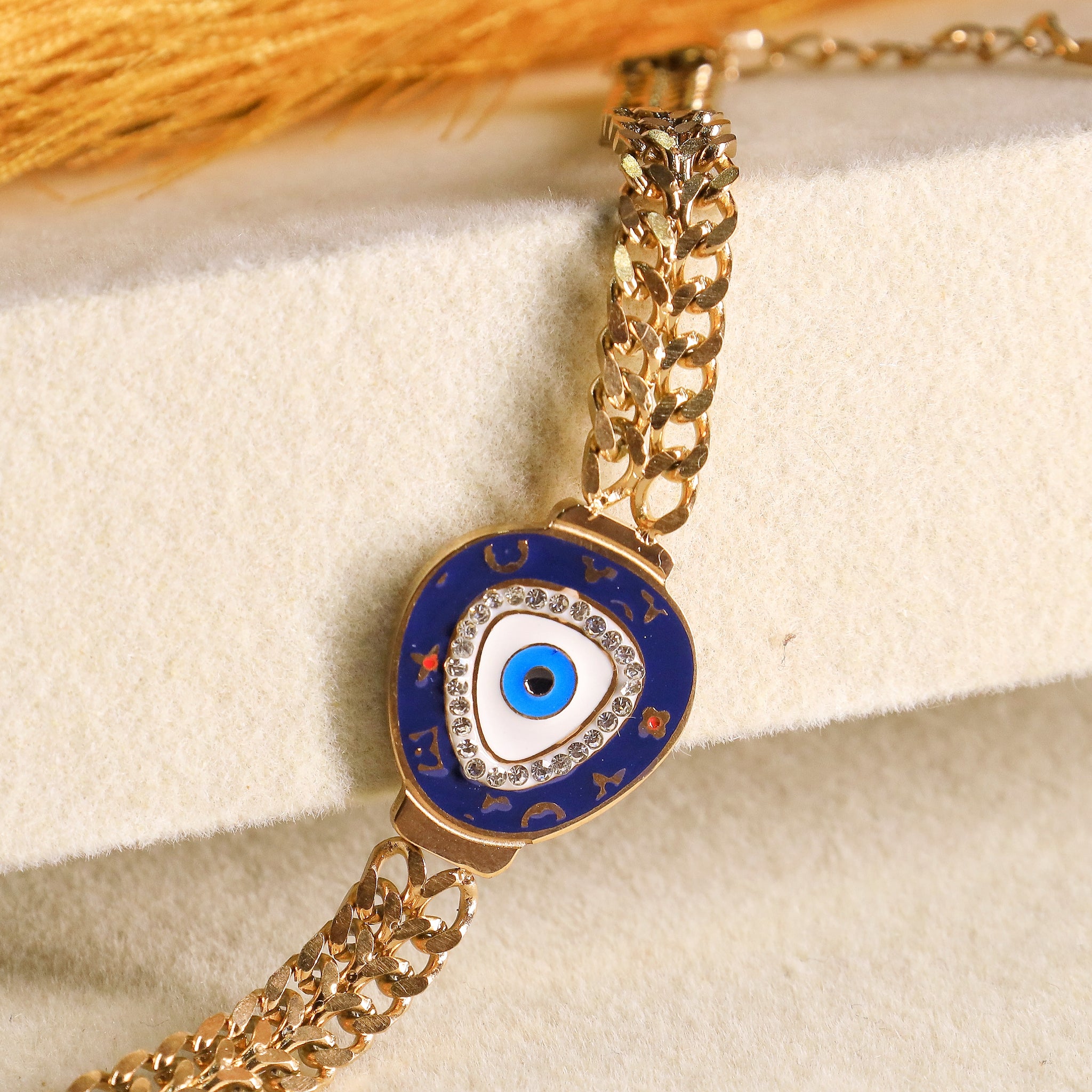 W Chain Bracelet -Evil Eye Golden Links