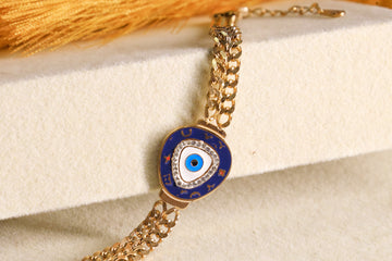 W Chain Bracelet -Evil Eye Golden Links